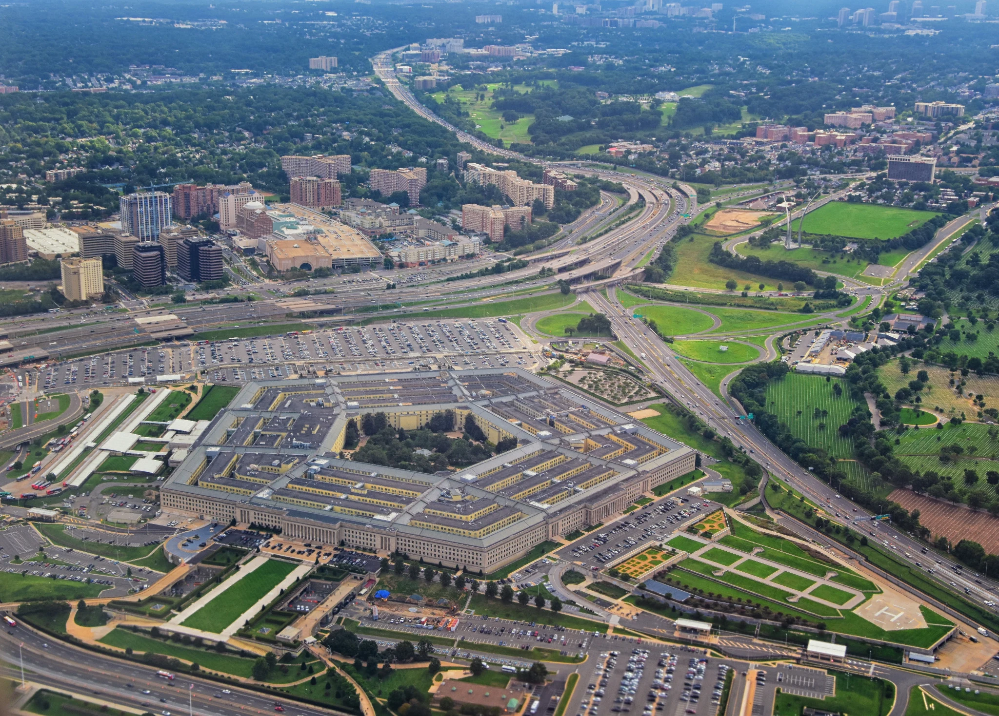 Aerial view of the Pentagon and surrounding defense campus in the Washington, D.C. area