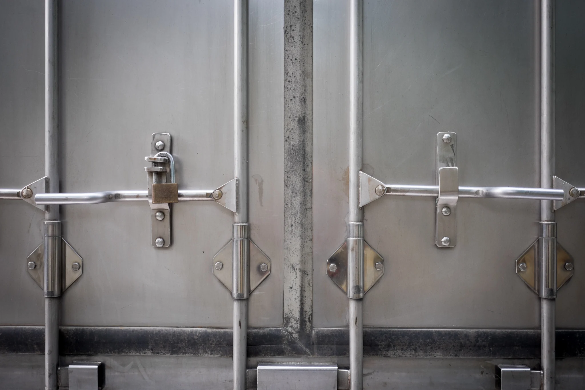 Locked stainless cargo container doors